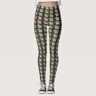 Elegante Gold Paisley Blumen Elefanten, schwarzer  Leggings