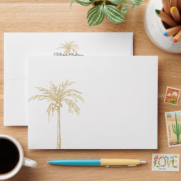 Elegante Gold Palm Tree Black Modern Wedding