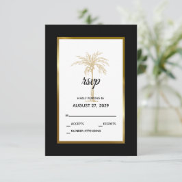 Elegante Gold Palm Tree Moderne Hochzeit RSVP Karte
