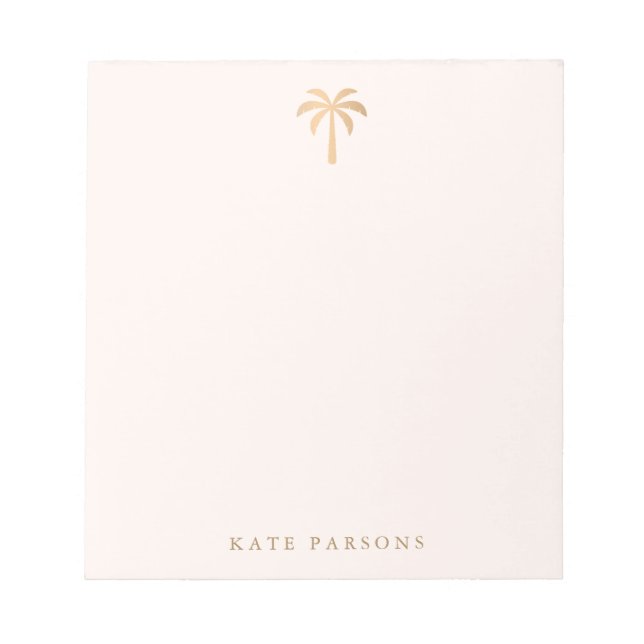 Elegante Gold Palm Tree Note Card Notizblock (Vorderseite)