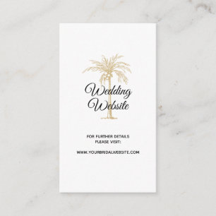 Elegante Gold Palm Tree Wedding Website Begleitkarte