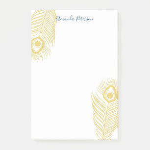 Elegante Gold Peacock Feathers - Nachhinweise Post-it Klebezettel