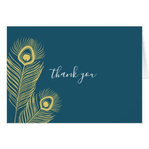 Elegante Gold Peacock Wedding Dankeschön Card