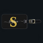 Elegante Gold Personalisiert Monogram Modern Simpl Gepäckanhänger<br><div class="desc">Elegante Gold Personalisiert Monogram Modern Simple</div>
