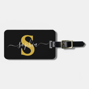Elegante Gold Personalisiert Monogram Modern Simpl Gepäckanhänger