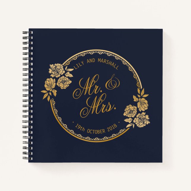 Elegante Gold Personalisiert Wedding | Gästebuch Notizbuch (Vorderseite)