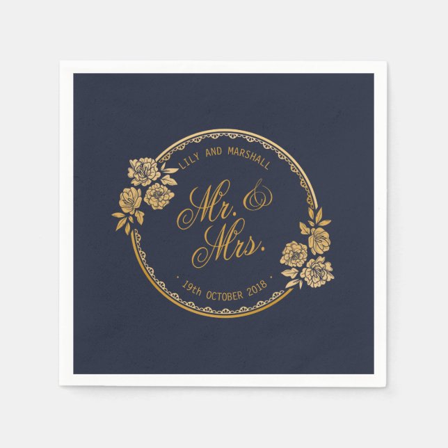 Elegante Gold Personalisiert Wedding | Serviette (Vorderseite)