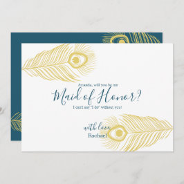 Elegante Gold Pfau ist meine Trauzeugin Card Einladung