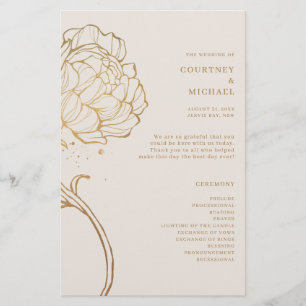 Elegante Gold-Pfingstrose Linienkunst Zeremoniepro