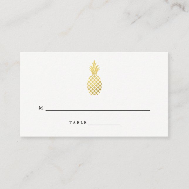 Elegante Gold Pineapard Hochzeitskarten Platzkarte (Vorderseite)