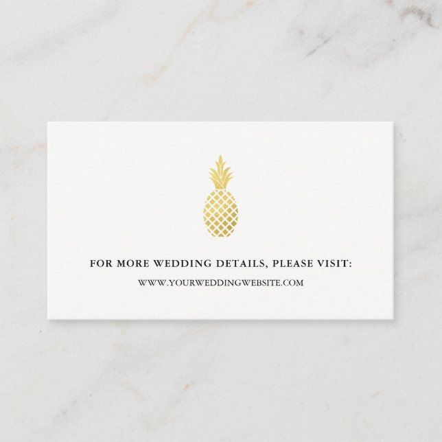 Elegante Gold Pineapard Wedding Website Cards Begleitkarte (Vorderseite)