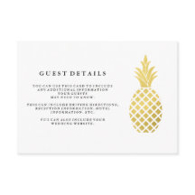 Elegante Gold Pineaple Wedding Guest Details