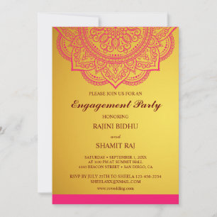 Elegante Gold Pink Paisley Indische Engagement Par Einladung