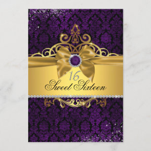 Elegante Gold-Purple-Damaskus-Einladung zum Sweet Einladung