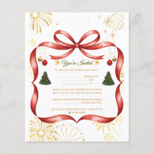 Elegante Gold & Red Christmas Party Einladung Flyer