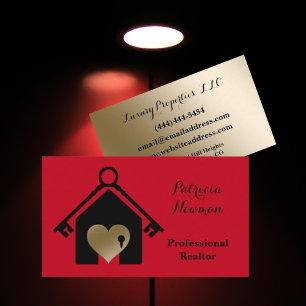 Elegante Gold Red Realtor Business Card Visitenkarte