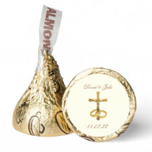 Elegante Gold Religious Catholic Wedding Rings