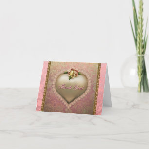 Elegante Gold-Rosa- und Grün-Dankeskarten Dankeskarte