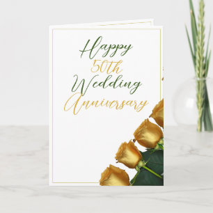 Elegante Gold Rose 50. Hochzeitstag Karte