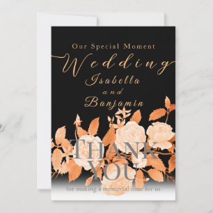 Elegante Gold Rose Black Wedding Dankeskarte