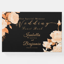 Elegante Gold Rose Black Wedding Gästebuch