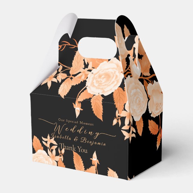 Elegante Gold Rose Black Wedding Geschenkschachtel (Vorderseite)