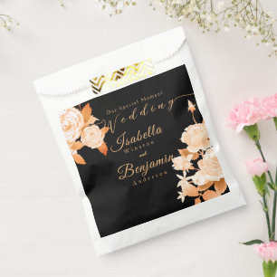 Elegante Gold Rose Black Wedding Geschenktütchen