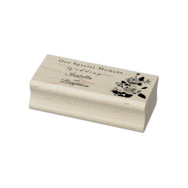 Elegante Gold Rose Black Wedding Gummistempel