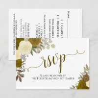 Elegante Gold Rose Blumenkalligrafie Hochzeit RSVP