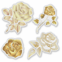Elegante Gold Rose Hochzeitsticker Aufkleber