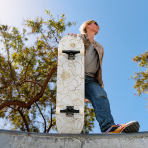 Elegante Gold Rose Kunst, Dichtung und Musik Skateboard