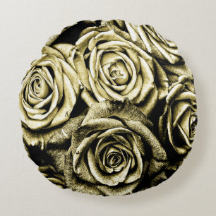 Elegante Gold-Rose Rundes Kissen