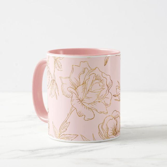 Elegante Gold-Rose Tasse (Vorderseite Links)