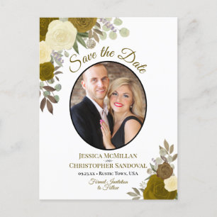 Elegante Gold-Rose und Foto-Hochzeiten speichern d Ankündigungspostkarte