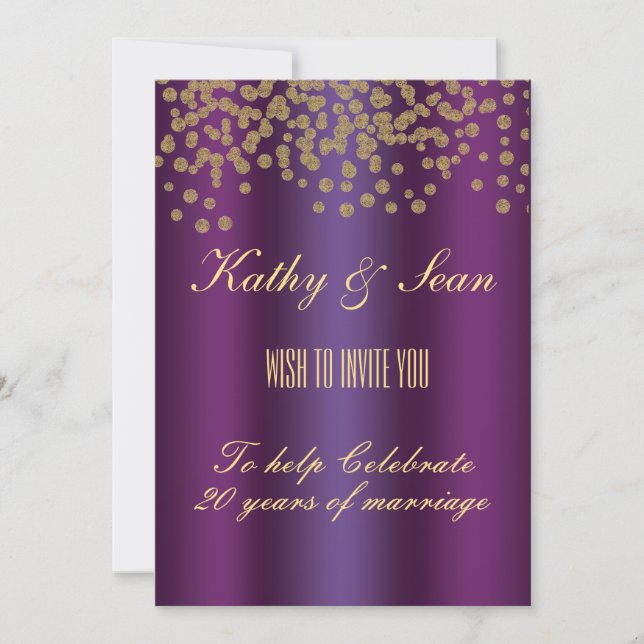 Elegante Gold & Royal Lila 12x18 Invitation Card Einladung (Vorderseite)