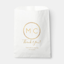 Elegante Gold Rustic Wreath Leaf Monogram Wedding Geschenktütchen