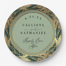 Elegante Gold Sage Grüne Blätter Hochzeit