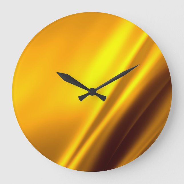 Elegante Gold Satin Imitate Texture Look Große Wanduhr (Vorderseite)