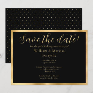 Elegante Gold Save the Date 50 Jahre Jubiläumskart