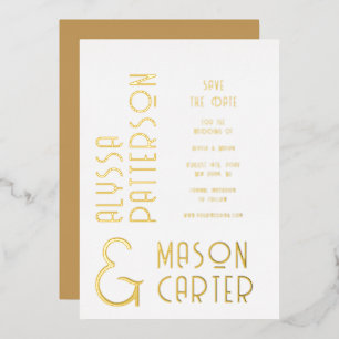 Elegante Gold Save the Date Hochzeit Folieneinladung