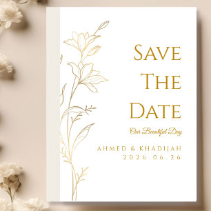 Elegante Gold Save-the-Date islamische Hochzeit Save The Date