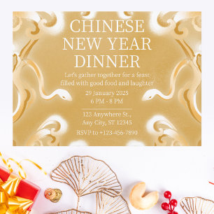 Elegante Gold Schlange Chinesisch Neujahrseinladun Einladung