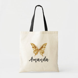 Elegante Gold Schmetterling Name Girly Tote Bag Tragetasche