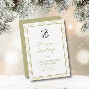 Elegante Gold-Schneeflocken Geschäfts-Logo Notar Postkarte