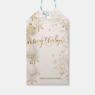Elegante Gold-Schneeflocken, Kugeln Weihnachten Geschenkanhänger