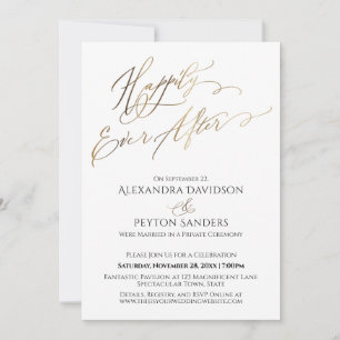 Elegante Gold Schrift Happily Ever After Empfang Einladung