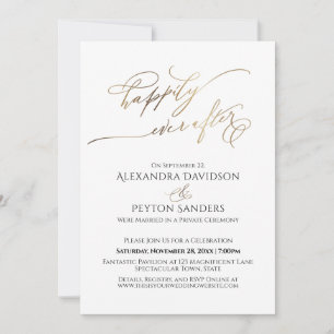 Elegante Gold Schrift Happily Ever After Empfang Einladung