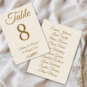 Elegante Gold-Schrift-Tischnummernkarte Tischnummer
