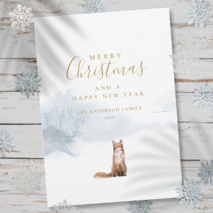 Elegante Gold-Schrift Weihnachten Winter Fuchs