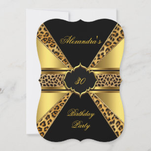 Elegante Gold-Schwarz-Leopard 30. Geburtstagsfeier Einladung